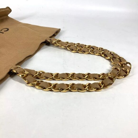 CHANEL With vintage pouch CC Tote Bag Chain Bag Shoulder Bag Canvas Beige/Black - Picture 8 of 15